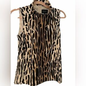 St. John Black and Cream Animal Print Blouse